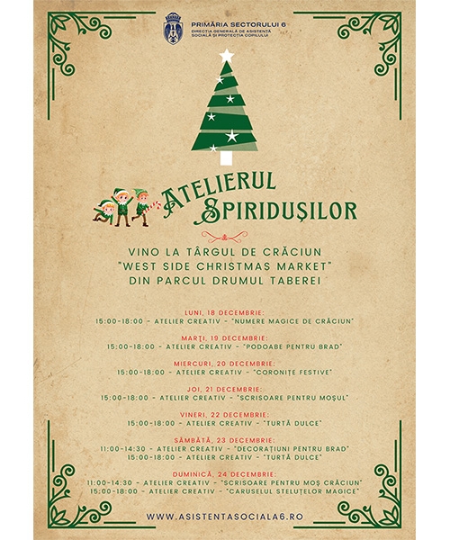 Gustă magia sărbătorilor la Atelierul Spiridușilor din cadrul West Side Christmas Market